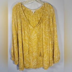 Lucky Brand Mustard Yellow Boho Top